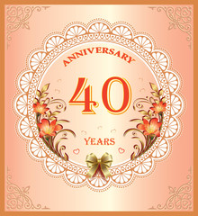 Anniversary 40 years , happy Birthday, greeting card, background