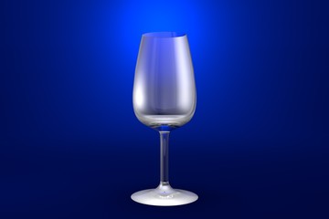 3D illustration of port wine glass on blue vivid background - drinking glass render