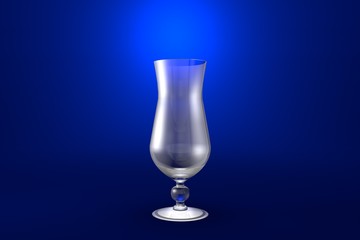 3D illustration of hurricane tropic cocktails glass on blue vivid background - drinking glass render
