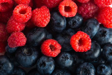 Fresh blueberries and raspberries