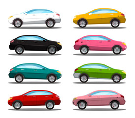 Fototapeta na wymiar Car Icon. Colorful Vector Cars Symbols Set Isolated on White Background. Automobile.