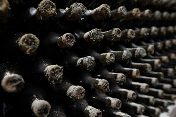 Abstract pattern of old vintage wine bottles