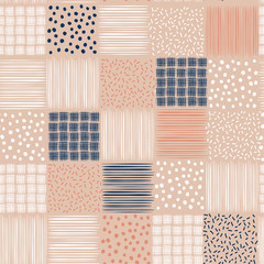 Sweet and pastel  Hand drawn colorful ink seamless patterns vector hand sketch  backgrounds of simple  textures with dots, stripes, waves,grid,check ,design for fashion and all prints