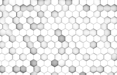 White hexagon 3D background texture. 3d rendering illustration. Futuristic abstract banner.