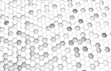 White hexagon 3D background texture. 3d rendering illustration. Futuristic abstract banner.