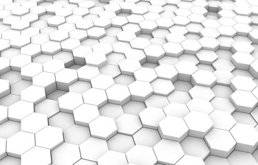 White hexagon 3D background texture. 3d rendering illustration. Futuristic abstract banner.