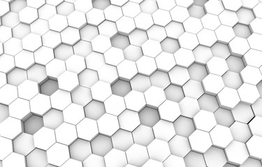 White hexagon 3D background texture. 3d rendering illustration. Futuristic abstract banner.