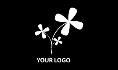 Illustration of a logo with a white flower