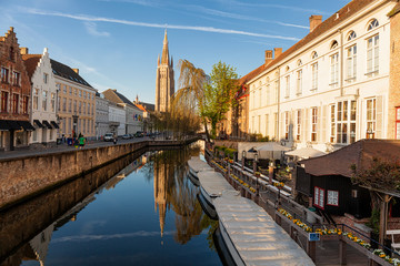 Naklejka premium Traditional medieval architecture in the old town of Bruges (Brugge), Belgium