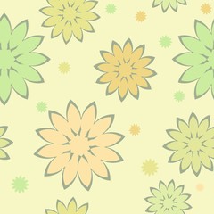 Fototapeta na wymiar Abstract vector seamless pattern with flowers for fabric, textile, wrapping paper, wallpaper, web design, background. 