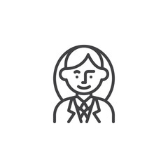 Woman office worker line icon. linear style sign for mobile concept and web design. Business woman avatar character outline vector icon. Symbol, logo illustration. Pixel perfect vector graphics