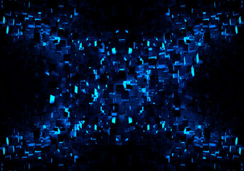 Abstract 3d computer generated unique multiple blue fractals shapes artwork background