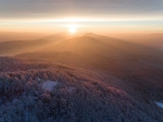 The church Saint Anne on the top of the frozen hill in the winter