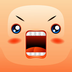 Kawaii cute face. Funny angry muzzle.