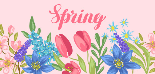Background with spring flowers.