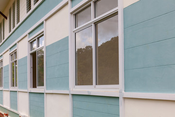 modern windows frame on cement wall background