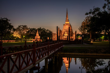 Sunset in Sukhothai historical park, Thailand, UNESCO