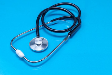 Stethoscope isolated on blue background,Medical background concept