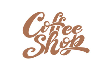 Coffee shop logo. Vector illustration of handwritten lettering. elements for coffee shop, market, cafe design, restaurant menu and shop.