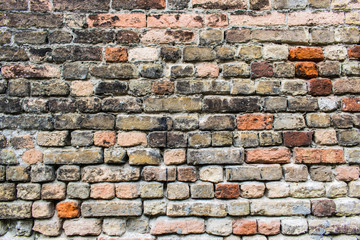 Old grunge ruined brick wall background texture