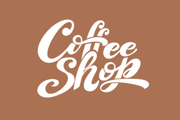 Coffee shop logo. Vector illustration of handwritten lettering. elements for coffee shop, market, cafe design, restaurant menu and shop.