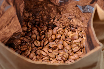 coffee beans in a package large view