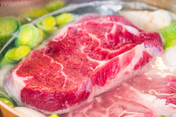 Preparation of beef broth, soup