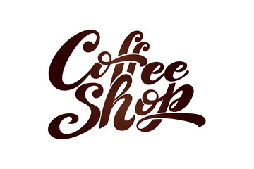 Coffee shop logo. Vector illustration of handwritten lettering. elements for coffee shop, market, cafe design, restaurant menu and shop.
