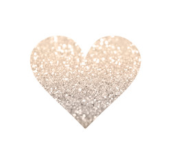 Heart with rose gold glitter isolated on white background. Can be used as place for your text, design element