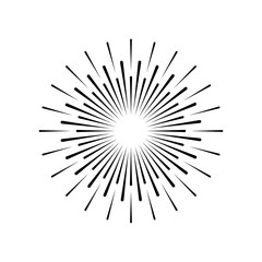 Sun rays hand drawn in vintage style. Linear design. Vector illustration.