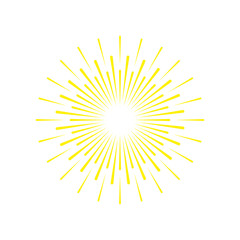 Sun rays hand drawn in vintage style. Linear design. Vector illustration.