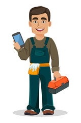 Professional plumber in uniform.
