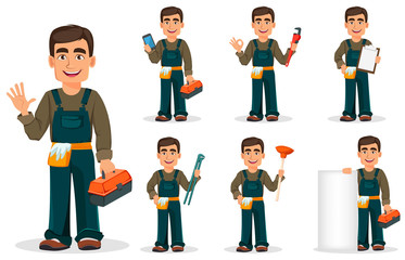 Professional plumber in uniform.