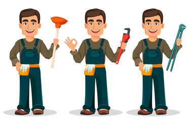 Professional plumber in uniform.