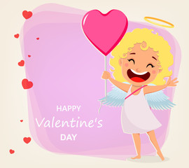 Valentines Day greeting card. Cartoon character