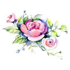 Pink rose floral botanical flower. Watercolor background illustration set. Isolated bouquet illustration element.