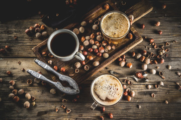 Homemade hazelnut coffee latte