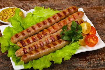 Grilled pork sausages