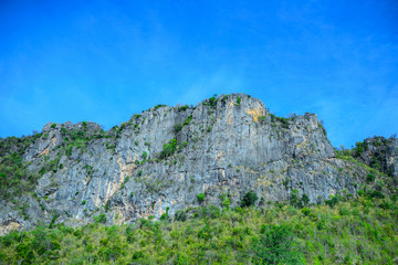 Mountains, cliffs and sky.