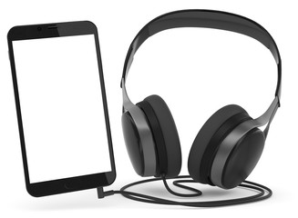 3D Illustration Smartphone mit Kopfhörer