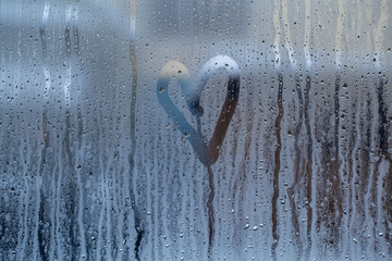 heart pattern on wet glass