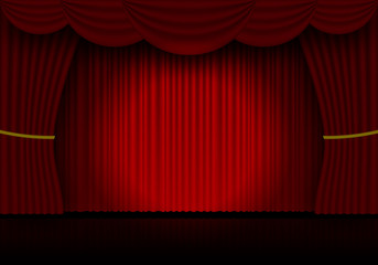 Red curtain opera, cinema or theater stage drapes