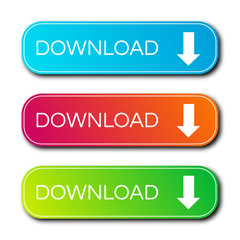 Set of three modern gradient buttons with shadows