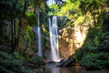 Morkfa waterfall close to Chiang Mai, Thailand - obrazy, fototapety, plakaty