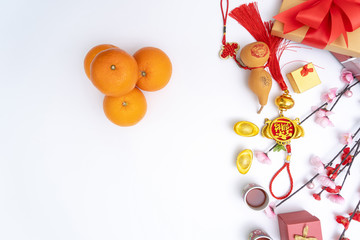 Chinese new year festival decorations healthy and wealth orange
