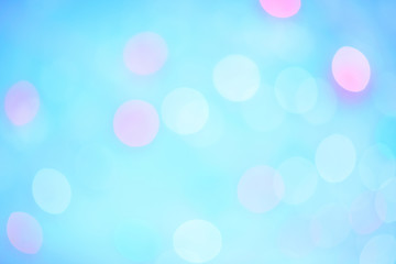 Abstract pink and blue bokeh for background in Valentine's day. Love concept. 