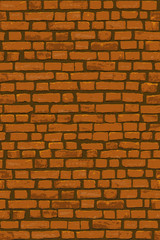 Photorealistic vertical vector illustration of red brown old brick wall. Hand drawn, no tracing.