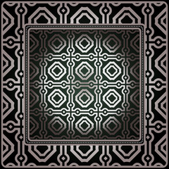 Geometric Ornament With Frame, Border. Art-Deco Background. Bandanna, Shawl, Scarf, Tablecloth Design