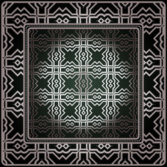 Geometric Ornament With Frame, Border. Art-Deco Background. Bandanna, Shawl, Scarf, Tablecloth Design