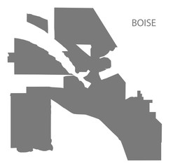 Boise Idaho city map grey illustration silhouette shape